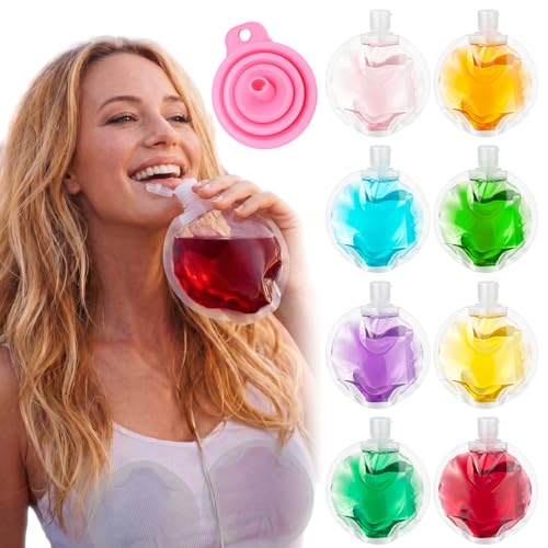 10 Pcs 3 Oz Plastic Flasks Set with Funnel - Discreet Drink Pouches