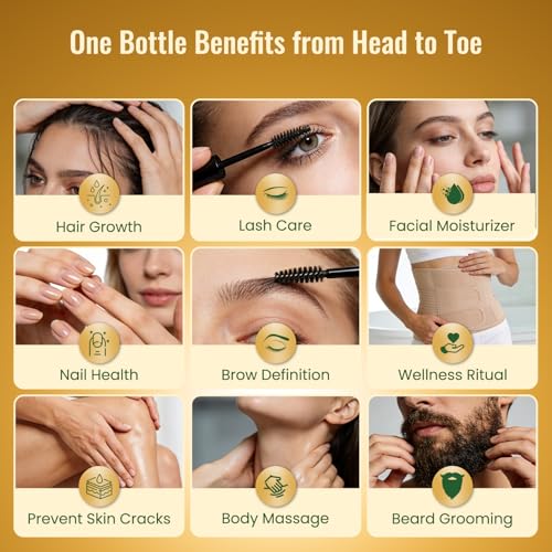 USDA Organic Castor Oil Glass Bottle 16oz, Hexane Free, Vegan, EWG Verified 100% Pure Castor Oil Organic Cold Pressed for Hair Growth | Face Skin | Eyelashes Brows | Body Massage Castor Oil Pack Wrap