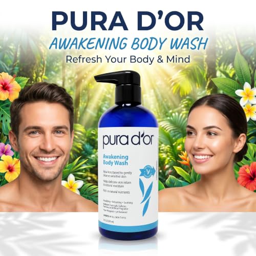 PURA D'OR Awakening Body Wash - Aloe Vera & Lavender - 16 Oz