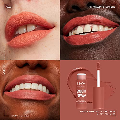 NYX Smooth Whip Matte Lip Cream - Long Lasting Vegan Lipstick, Kitty Belly (Peach Nude)