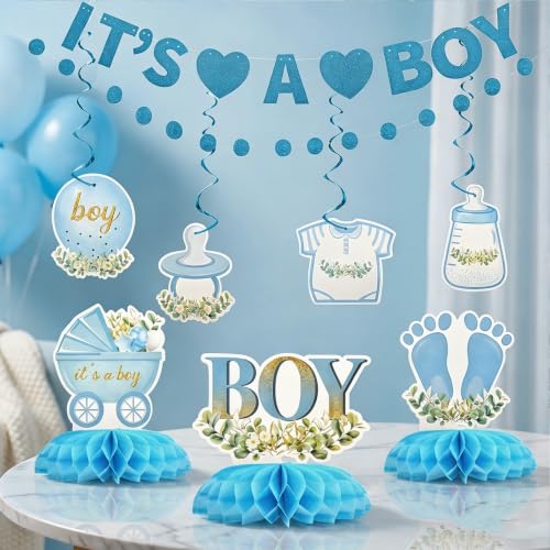 It's a Boy Baby Shower Decorations - 9-Piece Light Blue Set