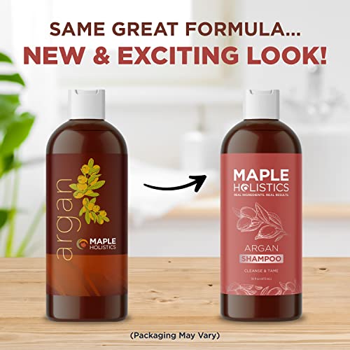 Maple Holistics Argan Oil Shampoo 16 Fl Oz - Sulfate-Free Hair Repair & Volumizing