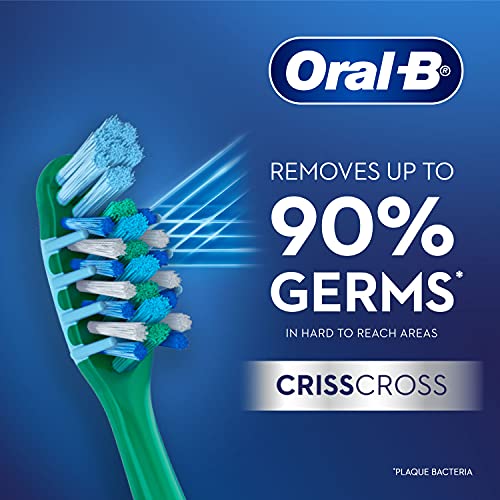 Oral-B Criss Cross Deep Clean Manual Toothbrush Set for Adults – 4 Pack with Tongue Cleaner