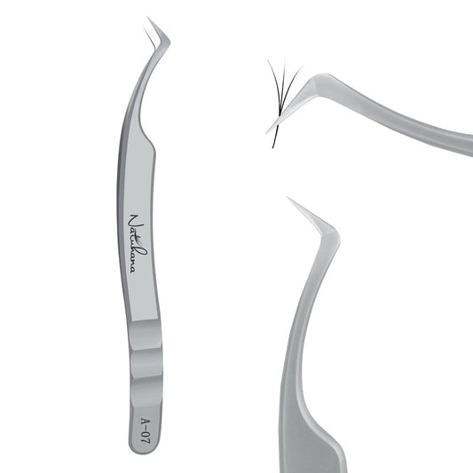 Natuhana High Precision Lash Tweezers for Individual and Volume Eyelash Extensions Premium Stainless Steel Curved Fiber Tip Professional Isolation Tweezer
