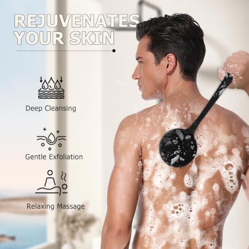 Long Handle Silicone Back Scrubber - Double-Sided Exfoliator