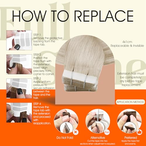 Platinum Blonde Tape In Hair Extensions - 12 Inch Remy Human Hair