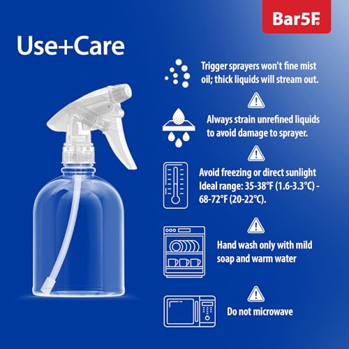 16 Oz Clear Spray Bottle Set - Adjustable Sprayer for Multi-Purpose Use