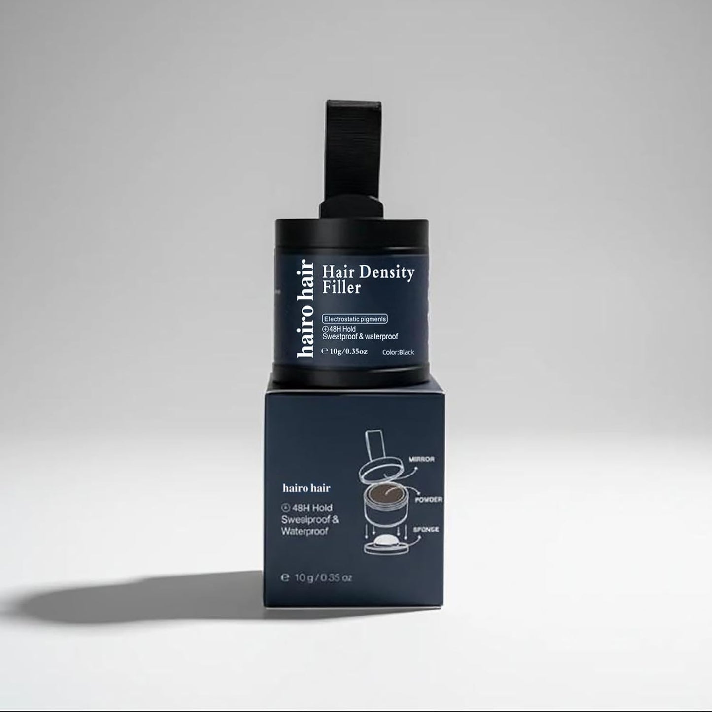 Hair Density Filler Powder - Instant Gray Coverage & Bald Spot Concealer | 10g Waterproof Touch-Up for Men & Women (Black)