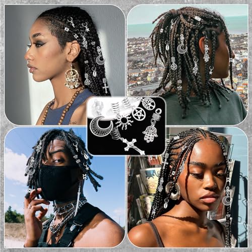 NAISKA Viking Hair Jewelry Set - 186 Pcs Norse Beads & Cuffs
