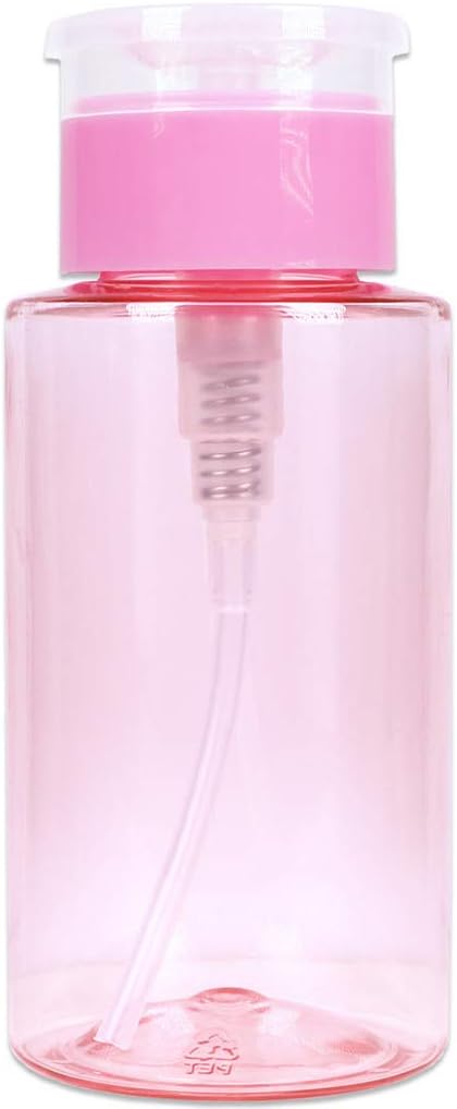 Clear Push Down Pump Dispenser - 3oz Refillable Empty Bottle | Lockable Travel Cosmetic Packaging for Nail Polish