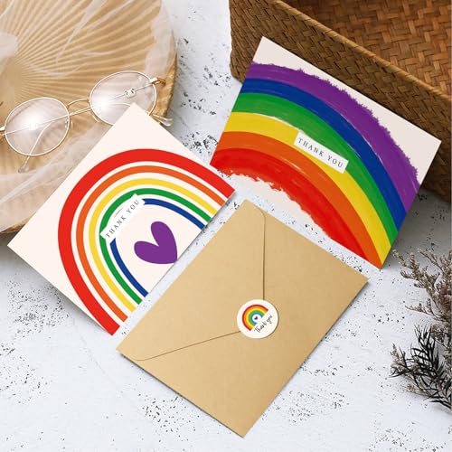 48 Pack Rainbow Thank You Cards with Envelopes for All Occasions