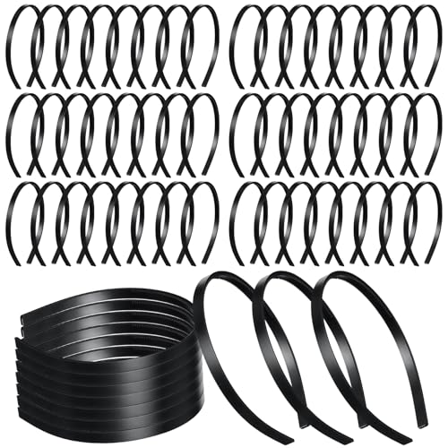 Bulk 100 Black Plastic Headbands with Teeth, Comfortable Fit, 10mm Wide