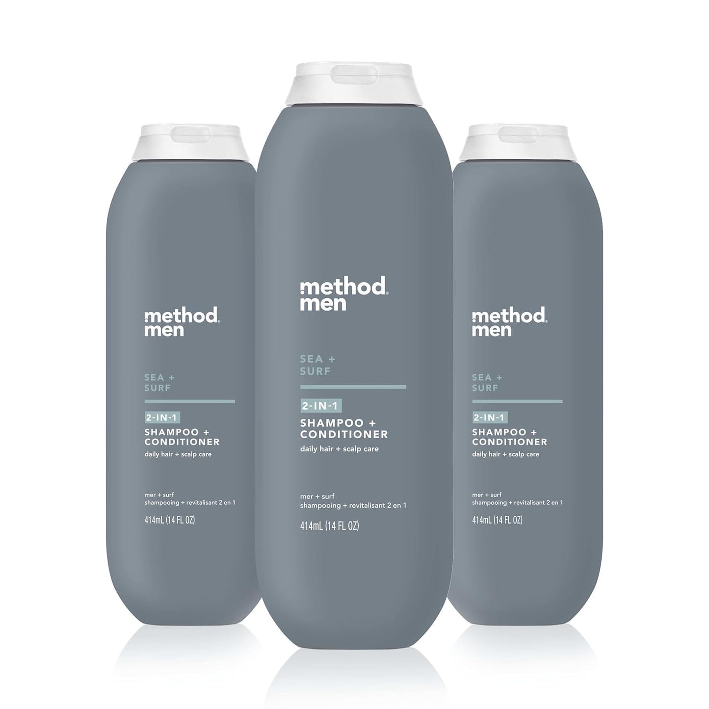 2-in-1 Shampoo and Conditioner for Men - Sea + Surf Formula with Argan & Jojoba Oil | 14 oz, Pack of 3