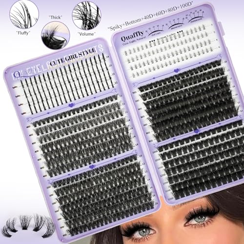 QUAFFLY 678PCS Lash Clusters Kit with Spikes, Bond, Seal, and Remover