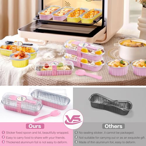 30-Pack Mini Loaf Pans with Lids & Spoons - 200ml Aluminum Foil