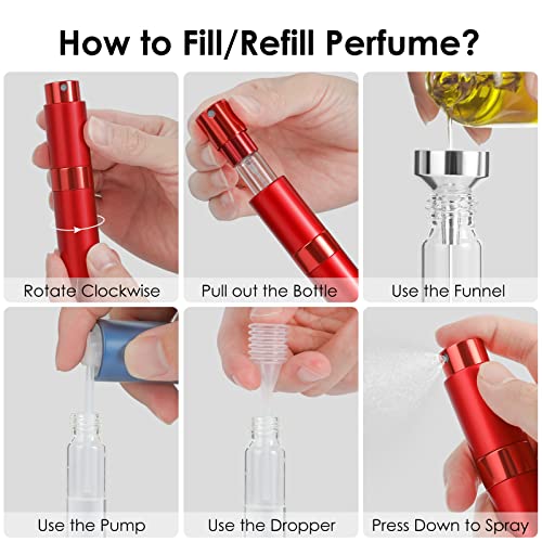 Saiveina 8ml Refillable Travel Perfume Atomizer Bottles - 4 Pack