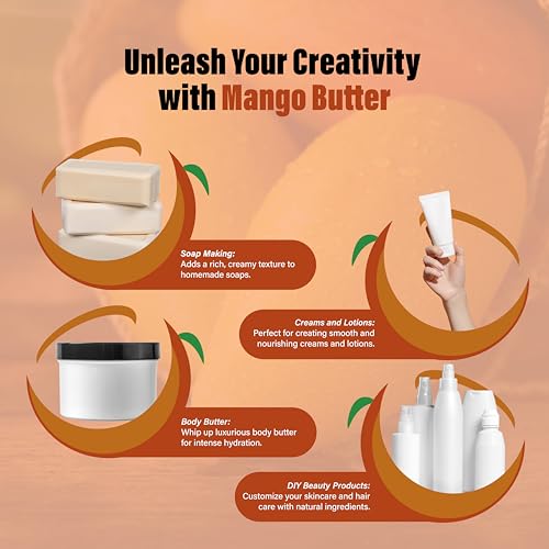 Plant Guru 100% Pure Raw Mango Butter 16 oz - Natural Skin & Hair Care