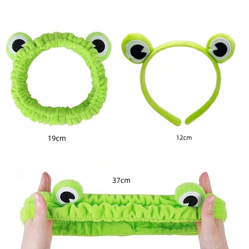 Cute Frog Face Wash Headband & Wrist Set for Girls & Women - Spa & Makeup Accessory
