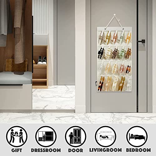 Hanging Claw Clip Organizer - Cream Felt Storage for Women