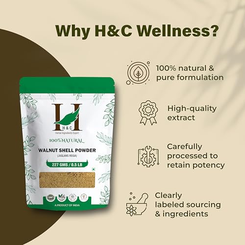 H&C 100% Natural Walnut Shell Powder - Exfoliating Scrub Ingredient, 227g
