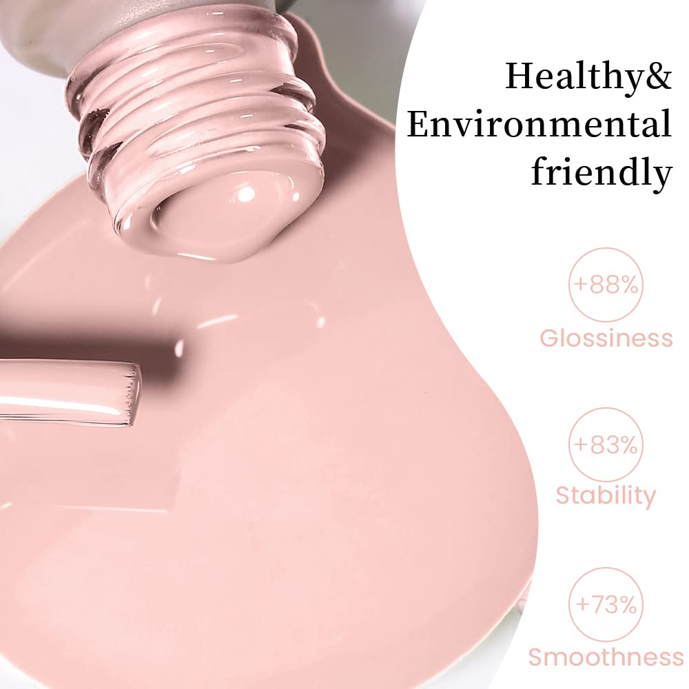 Light Pink Gel Nail Polish - 15ML Soak Off UV/LED for DIY Nail Art | Peach Pink Color, 0.5 OZ