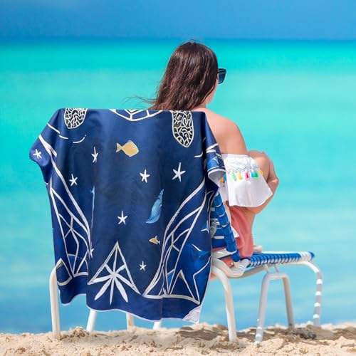 Turtle Magnetic Beach Towel - Quick Dry Microfiber 74.8"x30"