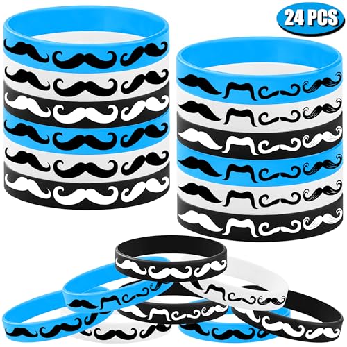 CupaPlay 24PCS Moustache Silicone Bracelets - Party Favors