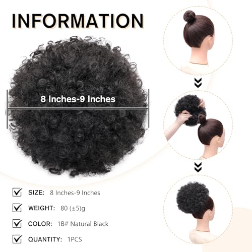 AISI QUEENS Short Afro Puff Drawstring Ponytail, Large, 1B#