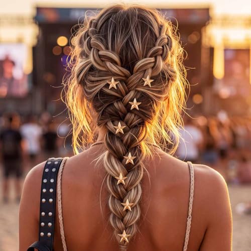Gold Spiral Star Hair Clips Set of 5 for Women & Girls - Decorative Hair Accessories