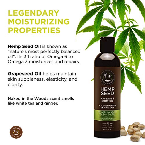 Earthly Body Naked In The Woods Hemp Seed Massage & Body Oil – Nourishing Oil for Sensitive Skin