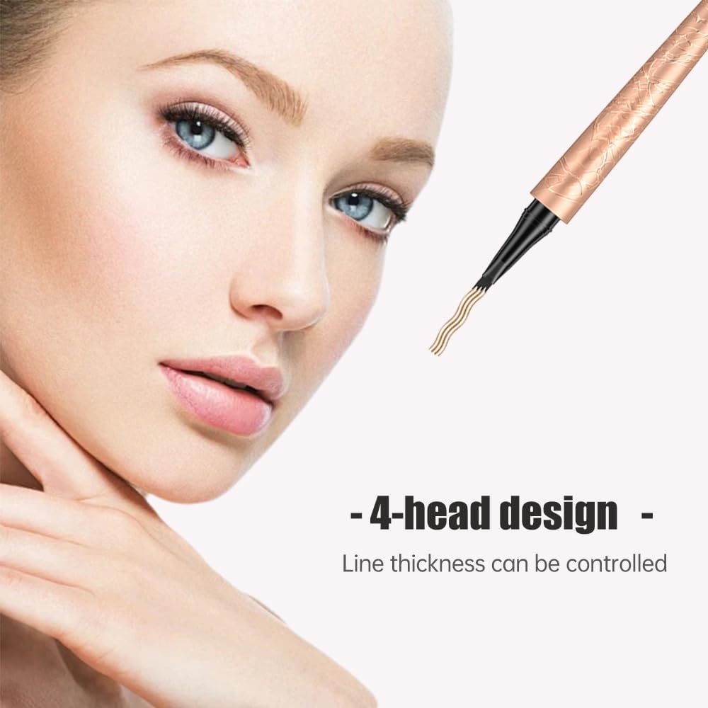 Microblading Eyebrow Pencil - Premium Waterproof Formula | Long-Lasting Dark Brown Eyebrow Pen with 4 Tips