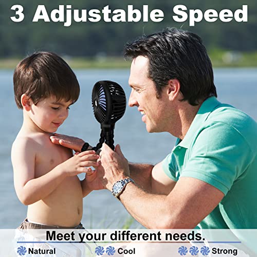 TRELC Mini Stroller Fan with 19H Battery Life - Portable & Rechargeable
