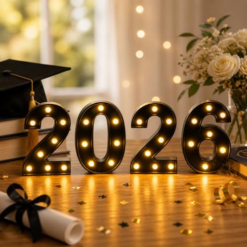 2026 LED Marquee Night Light Sign - Battery Operated Decorative Number for Parties & Celebrations