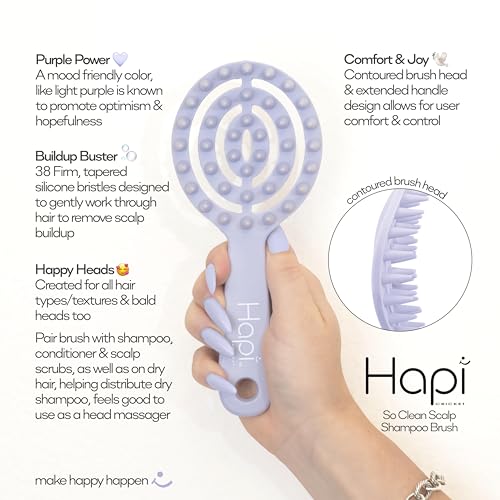 Cricket Hapi Scalp Massager Brush - Silicone Shampoo & Exfoliator for All Hair Types