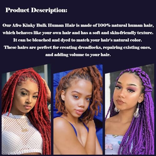 10-Inch Afro Kinky Bulk Human Hair for Dreadlock Extensions & Braiding