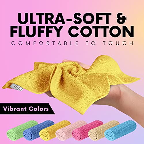 Quick-Dry Cotton Washcloths - 8 Pack, 12x12 Inch for Face & Body