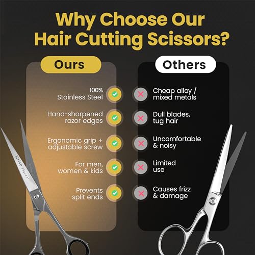Krisp Shave 7-Inch Professional Japanese Stainless Steel Hair Cutting Shears