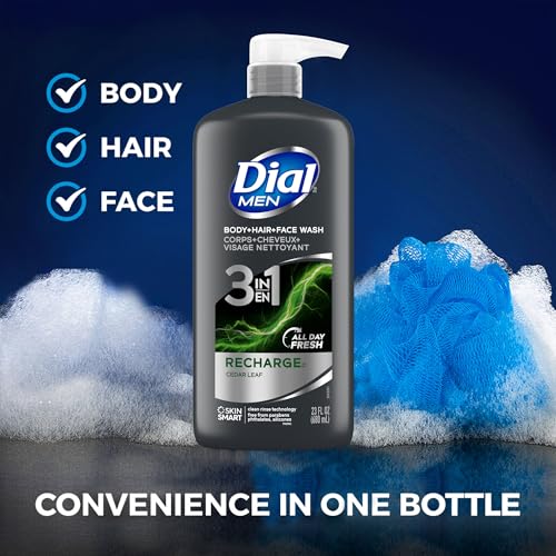Dial Men 3-in-1 Body, Hair & Face Wash Recharge - 23 Fl Oz (3-Pack)