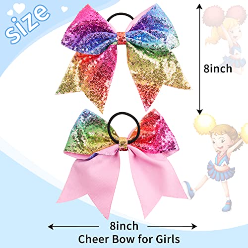 OAOLEER 7" Large Glitter Cheer Bows - 12 Pack Multi-Colored Hair Accessories