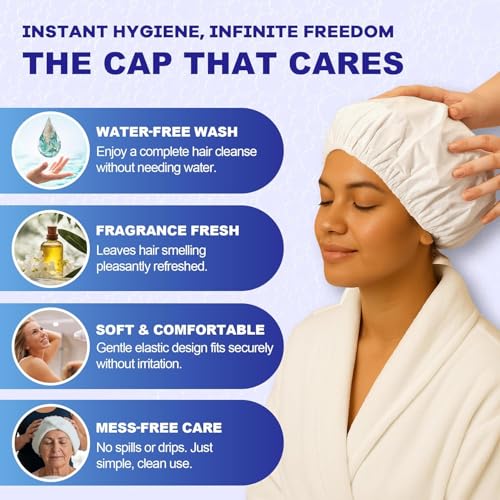MedVance Rinse-Free Shampoo & Conditioner Shower Cap 3 Pack - Gentle, No Rinse Hair Wash for Sensitive Skin