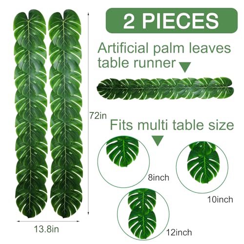 Artificial Palm Leaves Table Runners - 72 Inch, Set of 2 for Tropical Events