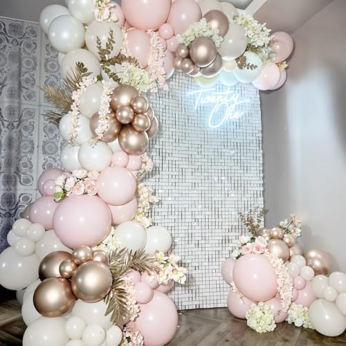 Pink and Gold Balloons 12 Inch for Birthday and Party Decor