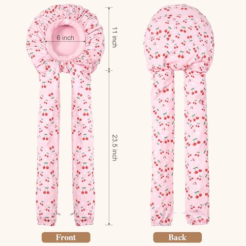 Aileam Long Braid Bonnet for Sleeping - Pink Cherries Samurai Hair Wrap