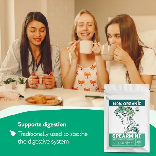 Organic Spearmint Tea Loose Leaf 3 oz - Digestive & Hormonal Support
