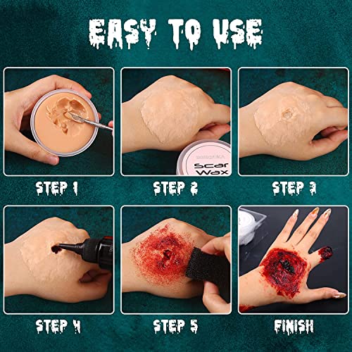 BOBISUKA Demonic Special Effects Makeup Kit 02 - 6 Colors, Fake Blood & Scar Wax