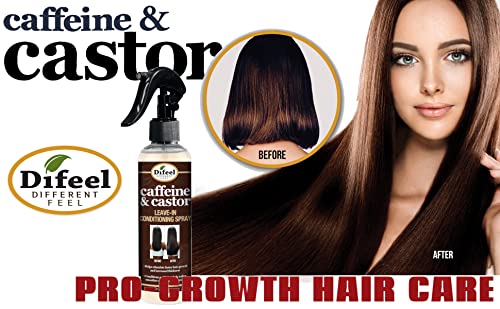 Difeel Caffeine & Castor Leave-In Hair Spray 6 oz - Stimulates Growth & Thickness
