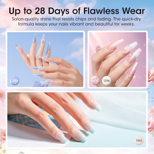 GELLEN 24PCS Gel Nail Polish Set – Blooming Pastel Collection with Base & Top Coat