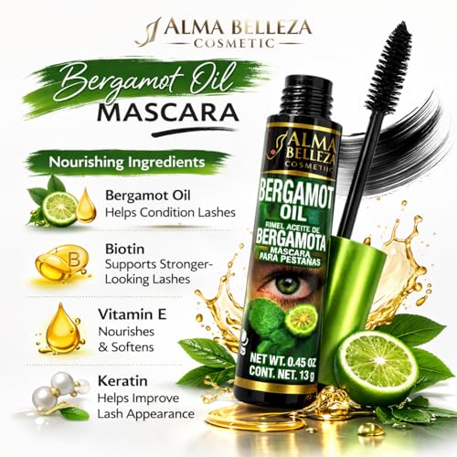 Alma Belleza Waterproof Bergamot Mascara with Panthenol & Silicone – Nourishing Long-Lasting Voluminous Lashes