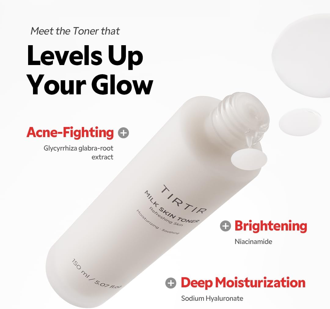 TIRTIR Milk Skin Rice Toner - Deep Moisturizing Hydrating Face Toner with Niacinamide & Ceramide | 1.69 Fl Oz