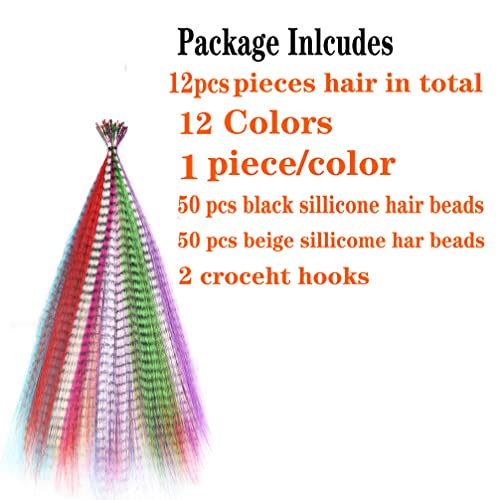 16 Inch Synthetic Feather Hair Extensions with 12 Colors & Tools